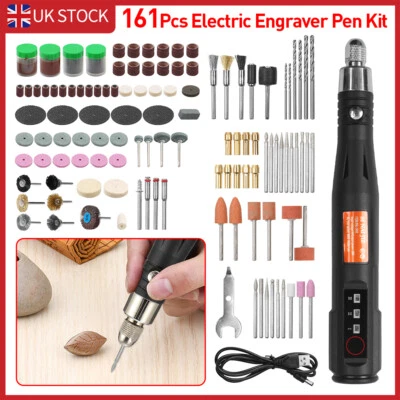161Pcs Electric Micro Engraver Pen Engraving Tools Kit DIY Glass Wood Metal Mini