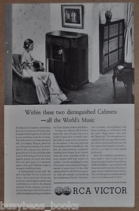 1935 RCA VICTOR advertisement, Phonograph & Record cabinets Radio Corp print ad - Picture 1 of 2