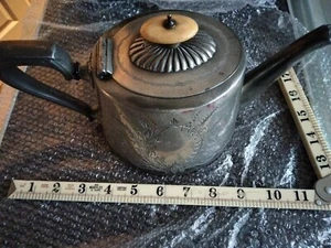 Antique nickel plated Teapot - Picture 1 of 2
