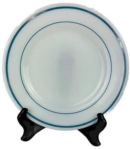 Vintage Milk Glass Pyrex Corning Tableware Teal Blue Stripe One 9” Plate - Picture 1 of 3