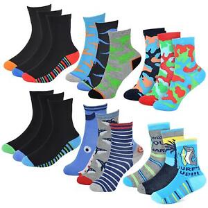 Kids Boys Bamboo Socks Pack of 3 Trainer Socks Dinosaur Shark Socks Age 2-10 Yr