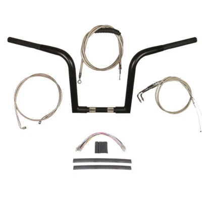 Комплект руля 1 1/4 дюйма Black Wild 1 WO612 12 дюймов Outlawz 1996-2003 Harley Sportster - Изображение 1 из 2