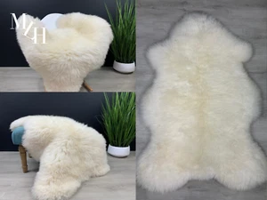 Sheep skin Sheepskin White Genuine Natural Rug Pelt Pet Throw - Picture 1 of 8