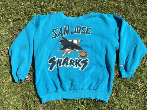 Vintage San Jose Sharks First year 1991 size XL Sweater crewneck pullover NHL Cover