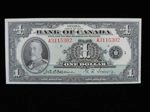 1935 $1 Dollar Bank Note Canada A3115302 Osborne Towers English A AU+ Grade - Picture 1 of 12