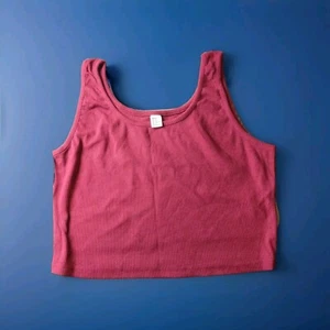 NWIT WINE / BURGANDY Solid RIBBED Cropped Tank Top  - Picture 1 of 3