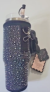 Manna Atlas Vaso Negro 40 OZ Bling Estrás Neopreno Manga Correa SS NUEVO CON ETIQUETAS - Imagen 1 de 6