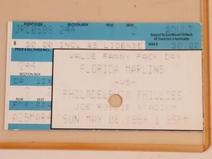 1994 MLB Florida Marlins ticket stub. MAY 8 1994 v Philadelphia Phillies TWO ava - Picture 1 of 15