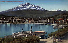 Luzern Schweiz Panorama mit Pilatus Schiff AK ca. 1930 DDR gelaufen im Jahr 1963
