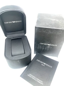 Caja Reloj Emporio Armani Presentación Estuche Negro Expositor Vacío Con Folleto USADO - Imagen 1 de 9