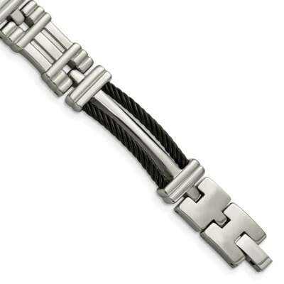 Pulsera de titanio pulido negro chapada en IP de 8,5 pulgadas Foto 1 de 3