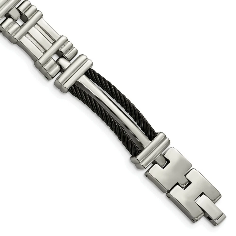 Pulsera de titanio pulido negro chapada en IP de 8,5 pulgadas Foto 1 de 3