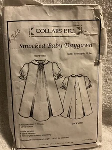 Collars, Etc. Smocked Baby Daygown Pattern Infant up to 18 pounds - Picture 1 of 3
