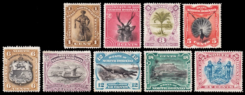 North Borneo Scott 59-67 (1894) como nuevo NG F-VF, CV $138,40 C Foto 1 de 1