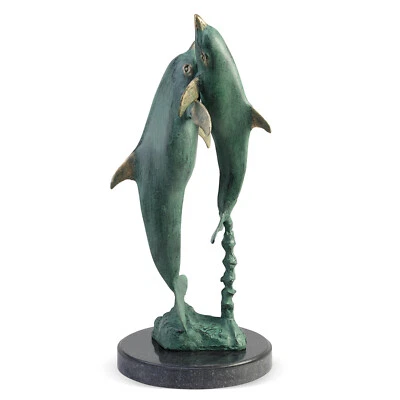 Flirty Dolphin Duo Sculpture Statue Marine Sealife  18 Inch ~ 51202 SPI Home - Image 1 of 4