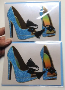 2 Cards Papyrus Greetings Graduation High Heels Graduation Cap with Tassels - Picture 1 of 5