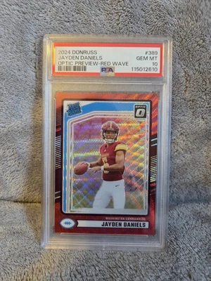 Donruss Jayden Daniels 2024 clasificación óptica novato vista previa onda roja PSA 10 Foto 1 de 2