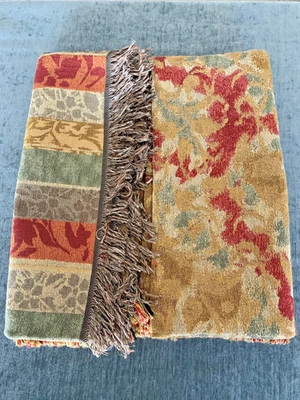 Damisk Otoño Color Flecos Boarder Mantel Alfombra Abstracta 63x67 BONITA Foto 1 de 4