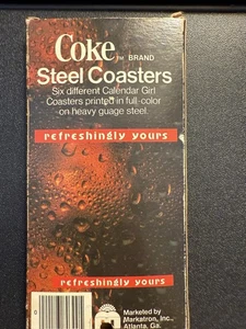 COCA-COLA Metall Getränk STAHL Untersetzer, Repro Cola Bilder Menge 6 Grün Neu im Karton - Bild 1 von 2