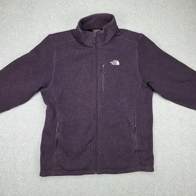 Jaqueta masculina The North Face grande roxa cinza gola alta zíper completo forrada de lã - Imagem 1 de 4