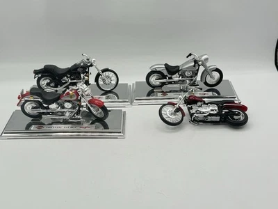 Lot Of 4 Maisto  Harley Davidson Model Motorcycles Night Rain, Fat Boy, Street - image 1 of 4