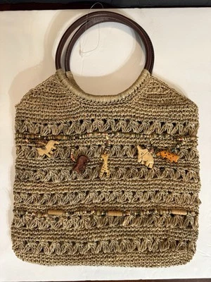 Bolso de Mano Tejido de Mimbre Paja Cartera Animal Cuelga Dijes Bolso St John’s Bay Foto 1 de 4