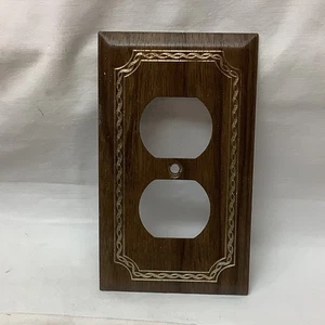 Brown Faux Wood Design Metal Outlet Plug Cover - Picture 1 of 4