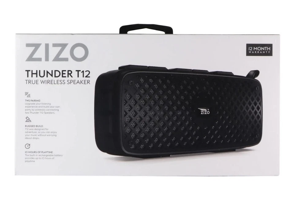 Alto-falante Bluetooth Zizo Thunder T12 sem fio verdadeiro carregamento USB sem fio novo  - Imagem 1 de 2
