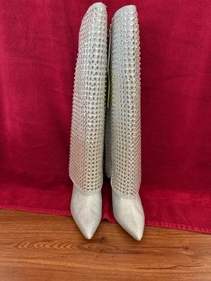 BOTAS DE RODILLA GIANNI BINI LOWRY ESTRÁS CRISTAL TALLA 8M Orig. $225 Foto 1 de 4