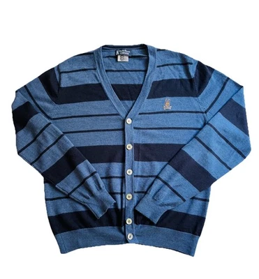 Мужской кардиган из 100% шерсти мериноса Psycho Bunny свитер синий большой - Изображение 1 из 4