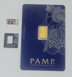 1 Gram Pamp Suisse Gold, 1 Gram P S Platinum, 1 Gram Colorized $100 Silver - Picture 1 of 9