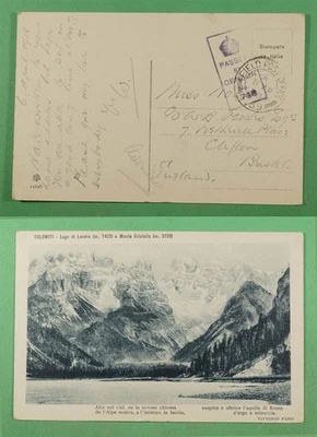 DR WHO 1918 GB WWI FPO T39 FREE FRANK DOLOMITI POSTCARD CENSORED R16920 - Image 1 of 3
