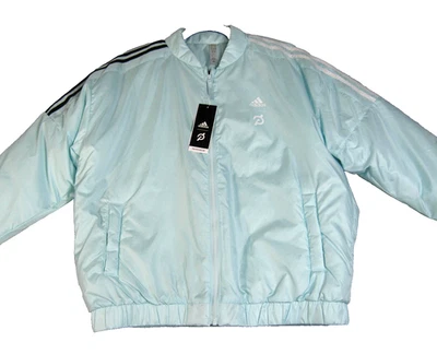 Chaqueta de bombardero Adidas para mujer mediana hinchada cremallera completa aguamarina pálida HL4283 NUEVA Foto 1 de 4