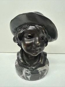 Konvolut Francaise USA Skulptur Büste Bronze Kind im Stil Paolo Michetti 6" - Bild 1 von 24