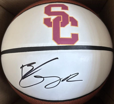Bronny James Jr. Signed Autographed USC Trojans Logo Basketball JSA COA - Image 1 of 3