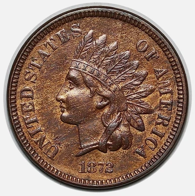 1872 Indian Head Cent Penny RARE This Nice Red Brown Choice BU++ RB Key Date - Image 1 of 2