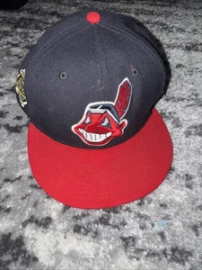 Sombrero Indios Cleveland Wahoo 1995 Serie Mundial New Era 59FIFTY Talla Única Negro/Rojo - Imagen 1 de 3