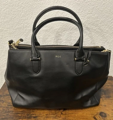 Ralph Lauren Bolso de Hombro de Cuero Negro Bolso de Mano Monedero Foto 1 de 4