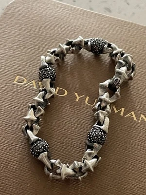 Brazalete de armería David Yurman en plata de ley diamante negro 8,5 pulgadas de largo Foto 1 de 4