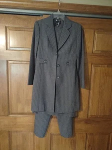 Scarlett Womens 3 Piece Suit Gray Pink Pinstripes Blazer Dress 10 Med Vnt Pants - Picture 1 of 5