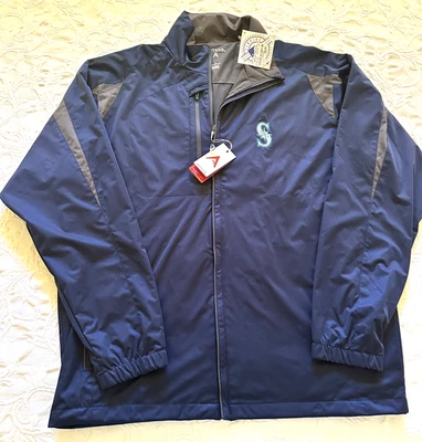Antigua Seattle Mariners Full Zip Windbreaker Jacket Size Large Navy Blue NWT - Image 1 of 4