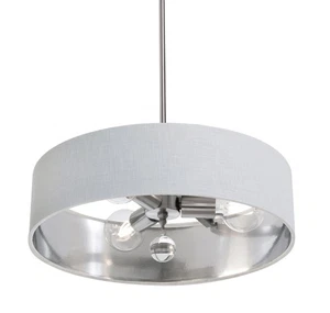AFX CLNP18MB Pendant 3 Light 18"W Crystal Pendant - Satin Nickel / White / - Picture 1 of 4