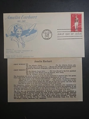 Amelia Earhart FDC, Scott # C68, US Air Mail, 8 Cent, Cachet and Insert card - Image 1 of 2