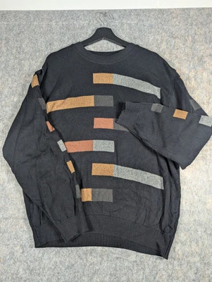 Suéter Tejido 3D Vintage Tundra Canadá Trozo Texturizado Negro Marrón Para Hombres Grande Foto 1 de 4