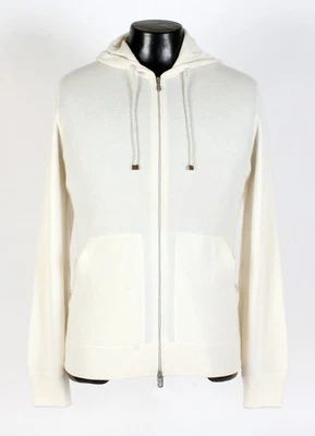 Suéter com capuz Brunello Cucinelli cashmere - Branco - M - Novo sem etiquetas - $2695 varejo - Imagem 1 de 4