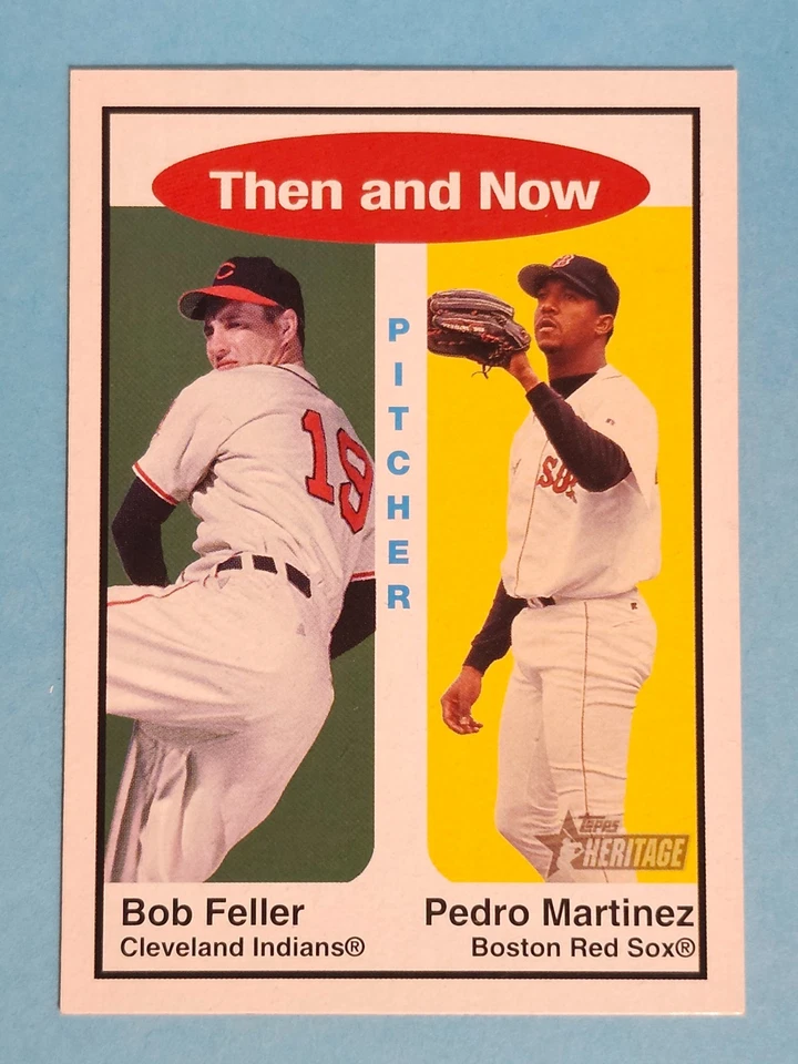2001 Topps Heritage Then & Now Bob Feller Pedro Martinez Red Sox #TH8 ⚾ - Image 1 of 2