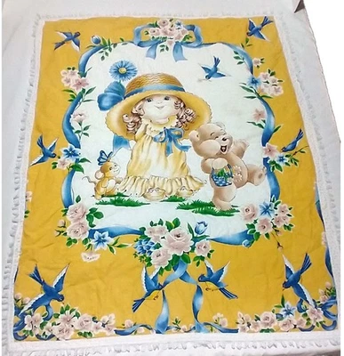 Colcha de bebé / Colgante de pared para guardería hecho a mano de panel de tela Vtg, completado Foto 1 de 4