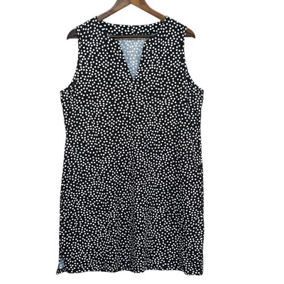 Lands' End женщин черно-белый горошек платье без рукавов v-образным вырезом L - Изображение 1 из 4