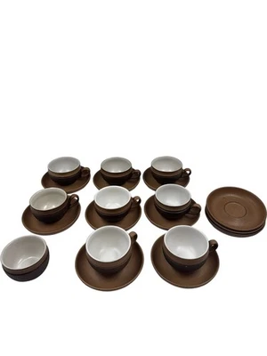 Denby Coffee Cup & Saucer Set Brown Stoneware Vintage Collection T2270 NVB - Image 1 of 4