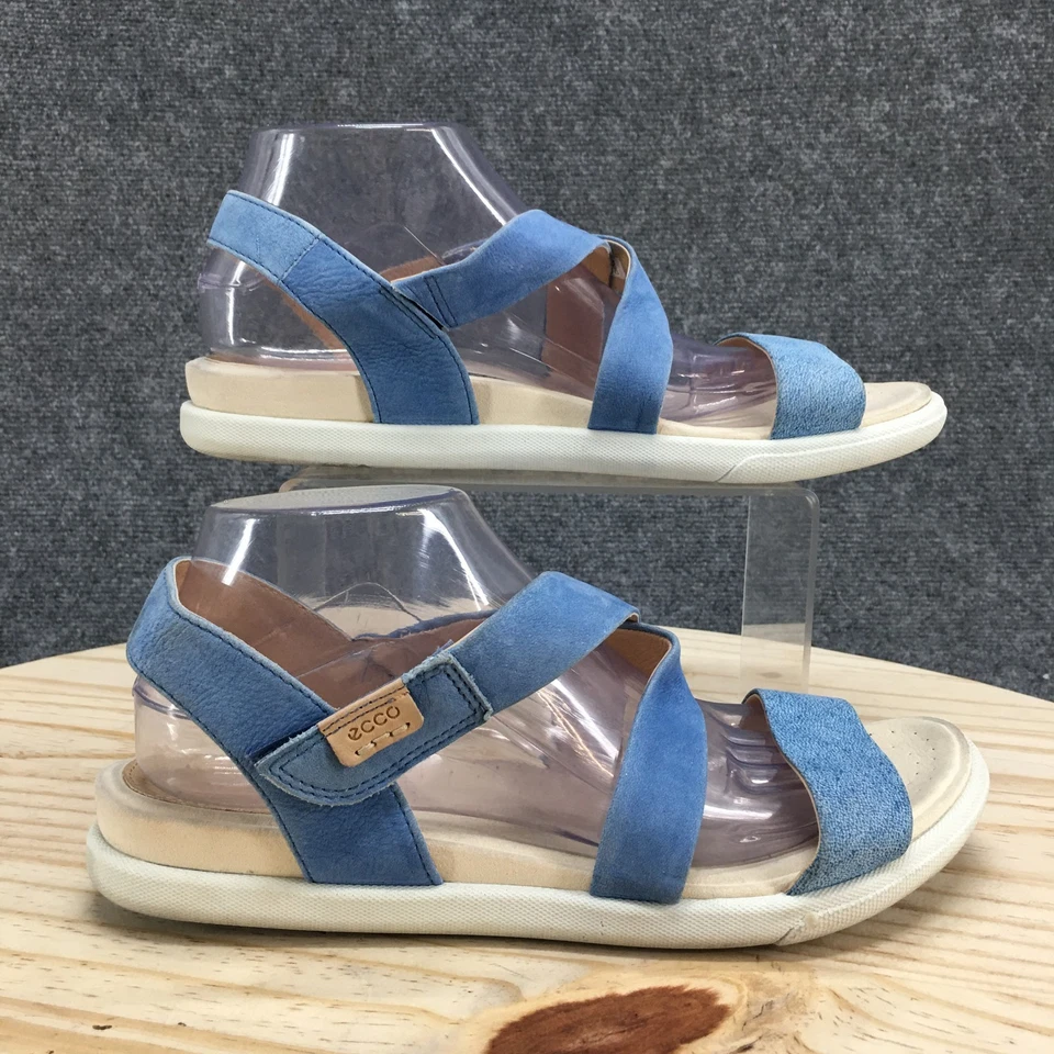 Ecco Sandals Womens 10 Damara Slingback Blue Comfort Open Toe Hooke & Loop Flats - Image 1 of 4